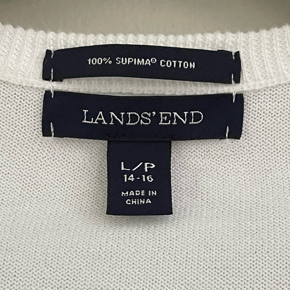 Lands End Striped Cotton Button Up Cardigan - Picture 4 of 5